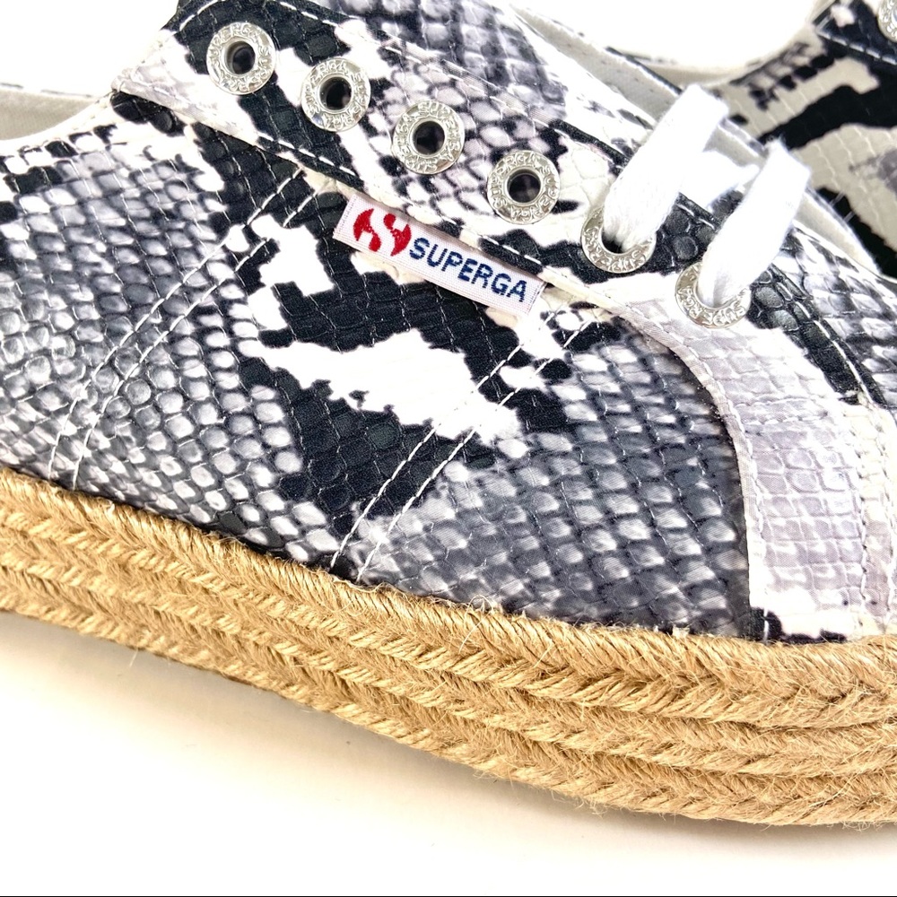 Brand New✨Superga Pufanropew Black & White Snakeskin Espadrille Sneakers - Picture 5 of 10